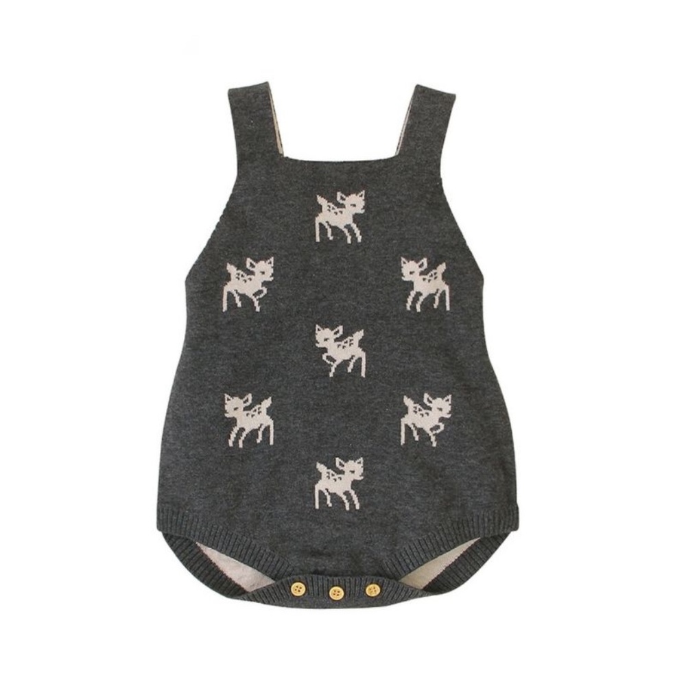 Baby Deer Knit Overalls Bodysuit